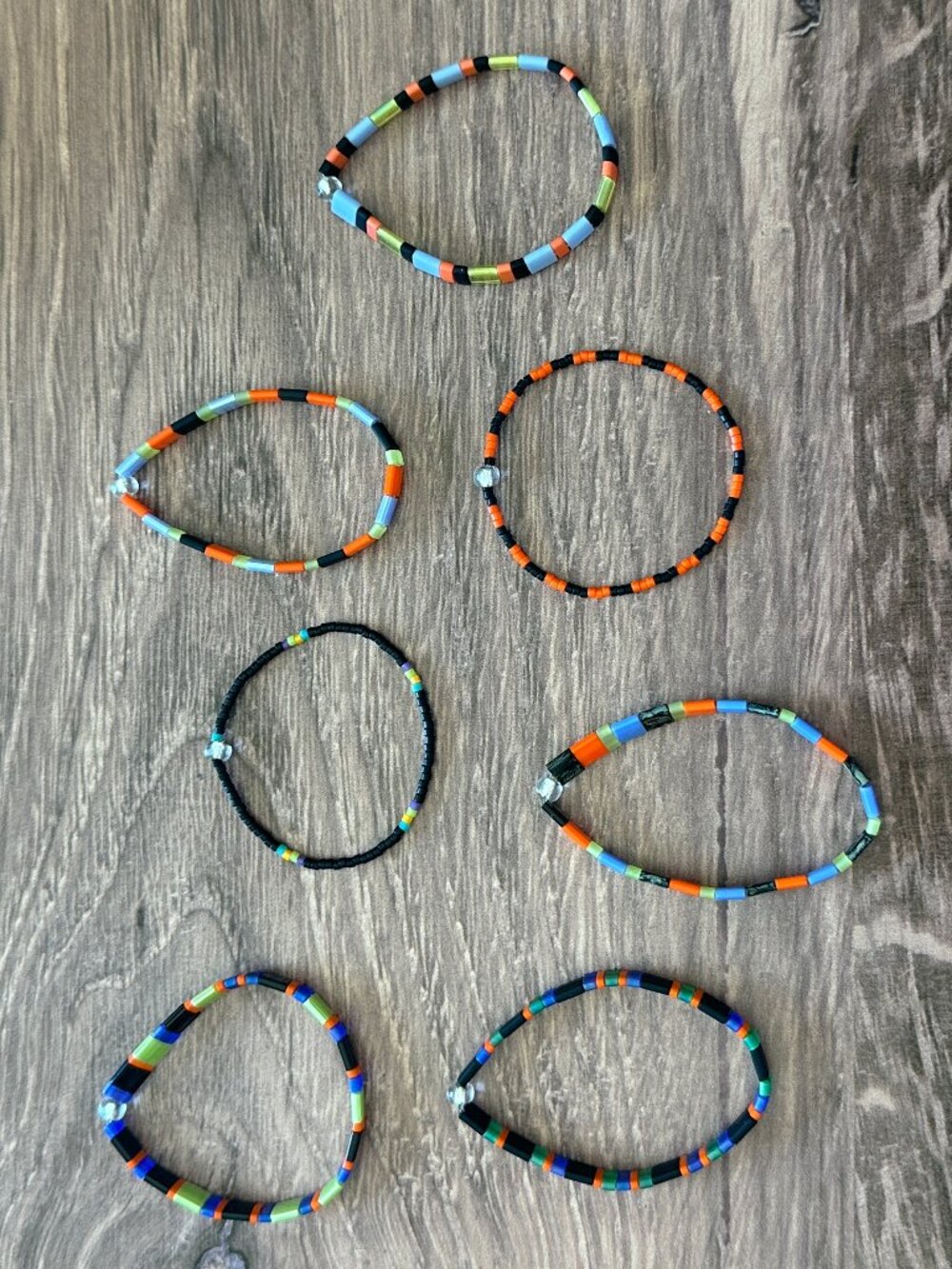 NEW Set of SEVEN (7) Handmade Stretch Bracelets Halloween